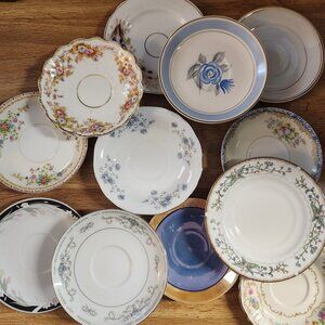 12- Mismatched Saucers Floral & Decorative Patterns 6-6.25" Eclectic Mix Porcela